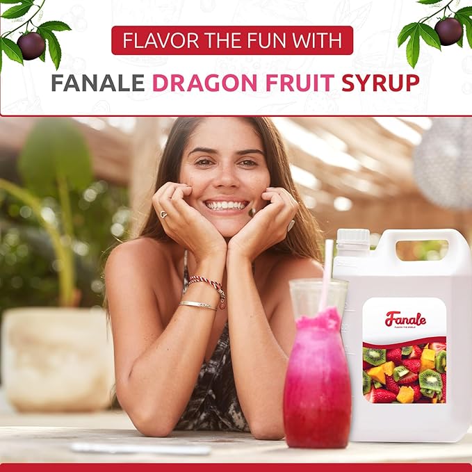 Fanale Premium Flavoring Concentrated Syrup for Bubble Tea 11 lb | Red Dragon Fruit Flavor Syrup | for Boba Tea, Smoothies, Slushes, Desserts | 11lb | Pack of 4 | SRP361-CS