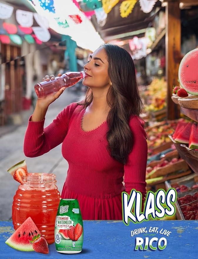 Klass Aguas Frescas | Liquid Water Enhancer | Sugar Free Naturally Flavored Strawberry Watermelon | Keto Friendly |1.62 Oz Pack of 4 (Makes 24 servings each) 0 Calories Per Serving