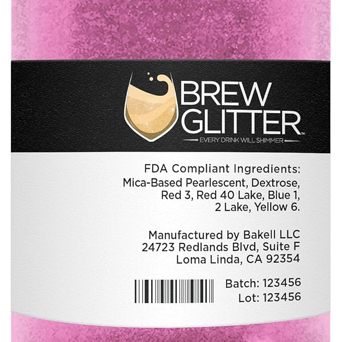 Brew Glitter - Pink (50g 1x Jar) | Edible Glitter For Drinks, Beer and Cocktail Beverages by Bakell