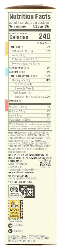 365 by Whole Foods Market, Organic Oat & Honey Granola, 17 Ounce