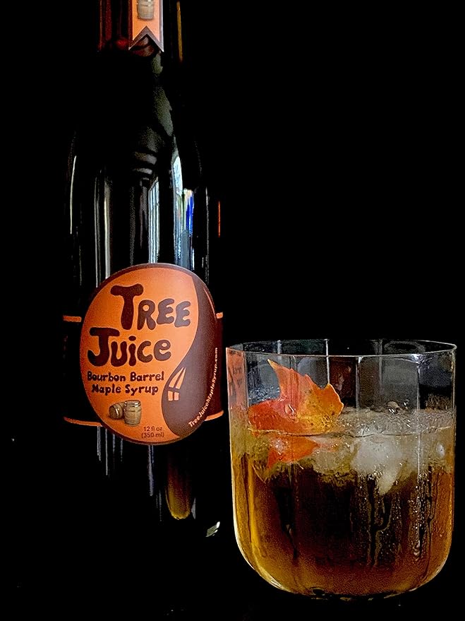 Tree Juice Bourbon Barrel Aged Maple Syrup | 100% Pure Grade A Maple Syrup | All Natural, Non GMO, Vegan, Gluten Free, Vegetarian, Paleo | 12 Ounce Bottle