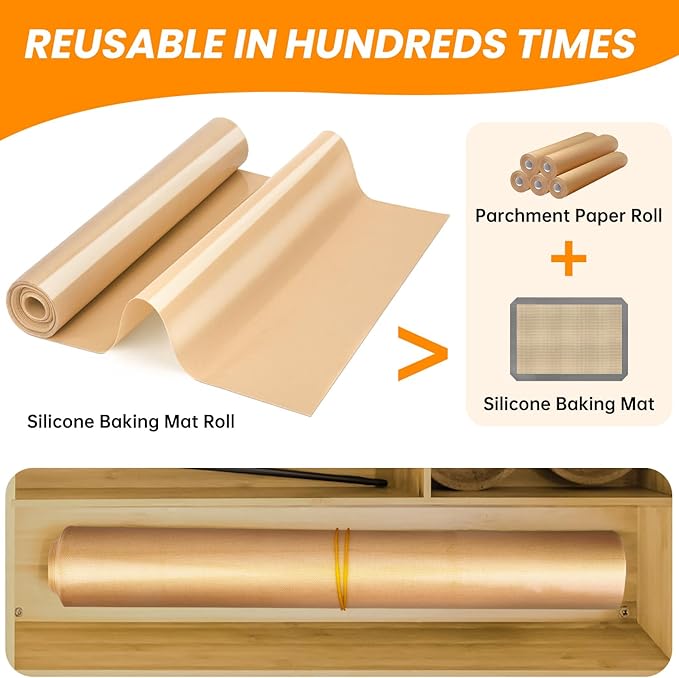 Silicone Baking Mat Roll- Non Stick Best German SIlicone- Heat Resistant Silicone Pastry Mat for Dough Rolling, Non-slip Countertop Protector Mat, Freeze Dryer Mat for Making Cookie Pie Bread Pizza