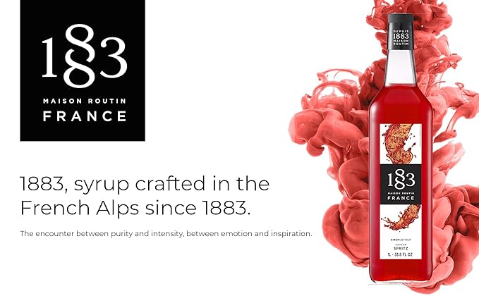 1883 Spritz Syrup for Drinks – Made in France, Premium Cocktail Mixer, 1 Liter Glass Bottle