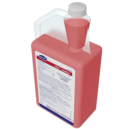 Diversey 5753407 J-512 Sanitizer, No Rinse Food Contact Kitchen Sanitizer for Utensils & Dishes, AccuMix Concentrate, 32-Ounce