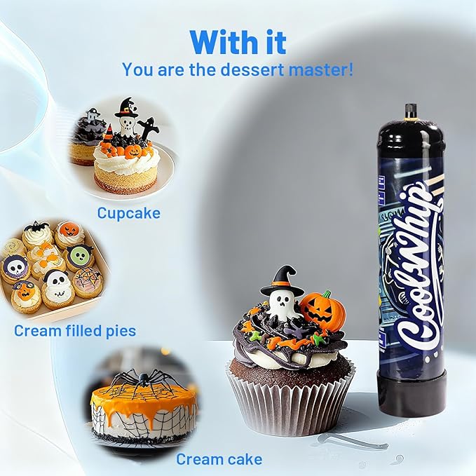 740G Whipped Cream Charger Tank (6 Pack), Cartridges for Desserts & Cocktails, Fits with Any Standard Dispensers, Leak Proof Steel