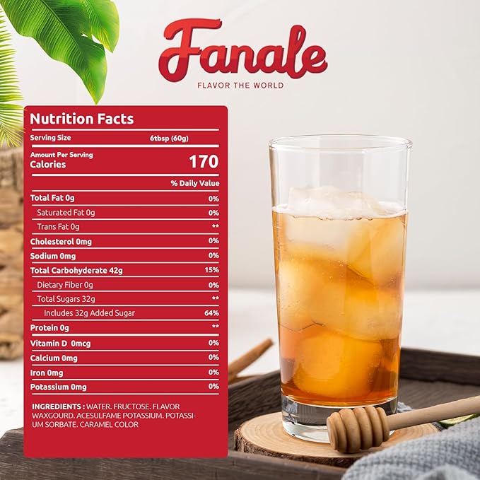 Fanale Premium Flavoring Concentrated Syrup for Bubble Tea 11 lb | Winter Melon Flavor Syrup | for Boba Tea, Smoothies, Slushes, Desserts | 11lb | Pack of 4 | SRP250-CS