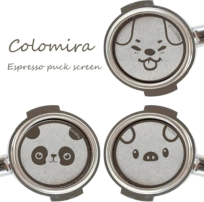 53.5mm Espresso Puck Screen 3-Pack, Lower Shower Screen, Metal Coffee Reusable Filter for 54mm Espresso Portafilter Basket, 1.7 Thickness(Cute Animal)