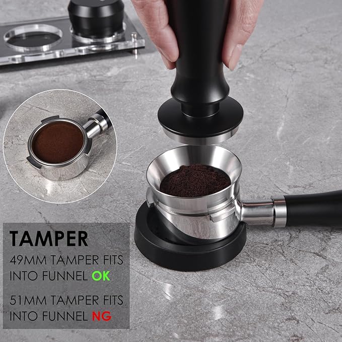 51mm Magnetic Dosing Funnel V2, MATOW Stainless Steel Espresso Dosing Ring with 8 Magnets Compatible with 51mm Espresso Portafilter