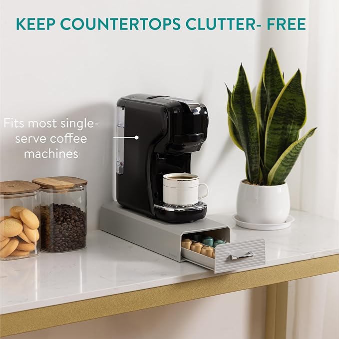 Navaris Coffee Pod Holder, Grey - Compact, Space Saving Coffee Capsule Storage Holders - Durable Espresso Organiser Station - Coffee Machine Drawer Ideal for Small Kitchens