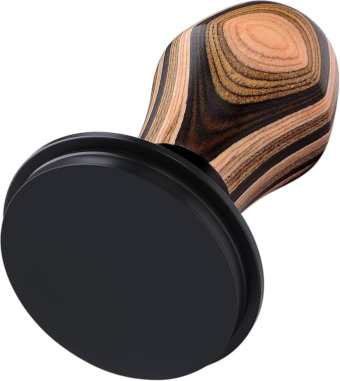Normcore 58.5mm Coffee Tamper V4.1, Espresso Spring Loaded Tamper With Titanium PVD Coating Flat Base, 15lb / 25lb / 30lbs Replacement Springs, Colorful Wood Handle
