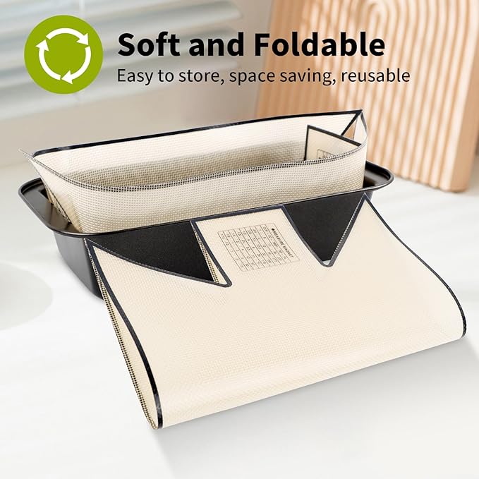 2Pcs Silicone Bread Loaf Pan Liners, Extra Thick Silicone Baking Mat for Dutch Oven, Non-Slip & Easy Clean Reusable Sourdough Bread Baking Supplie - For Bread, Cookies, Pastry (black)