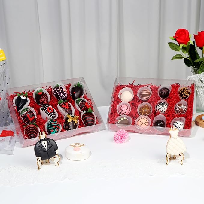 20PCS 10x7x2 inches Clear Bakery Boxes Strawberry, Cookie, Macaron & Gift Boxes for Party Favors