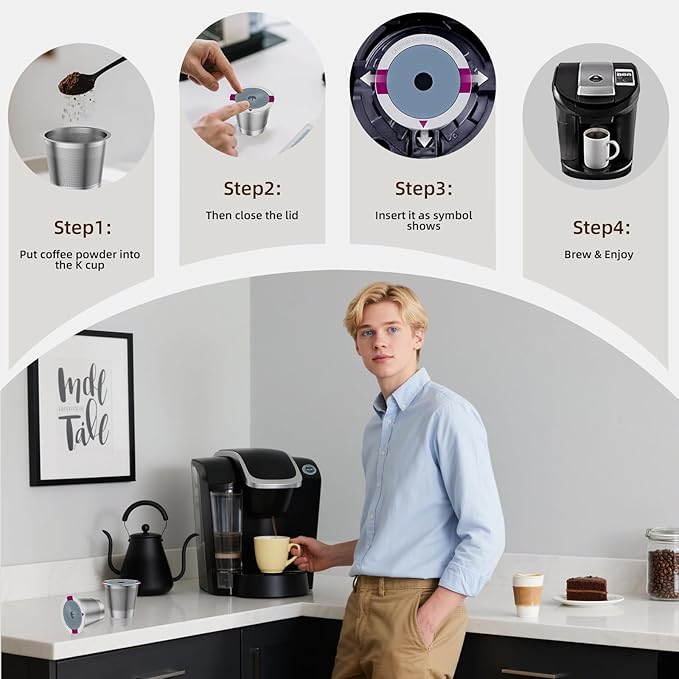 1 Pack Reusable K Cup Coffee Pods, Stainless Steel Refillable K Cup Coffee Filters for Keurig 1.0 and 2.0 Coffee Makers