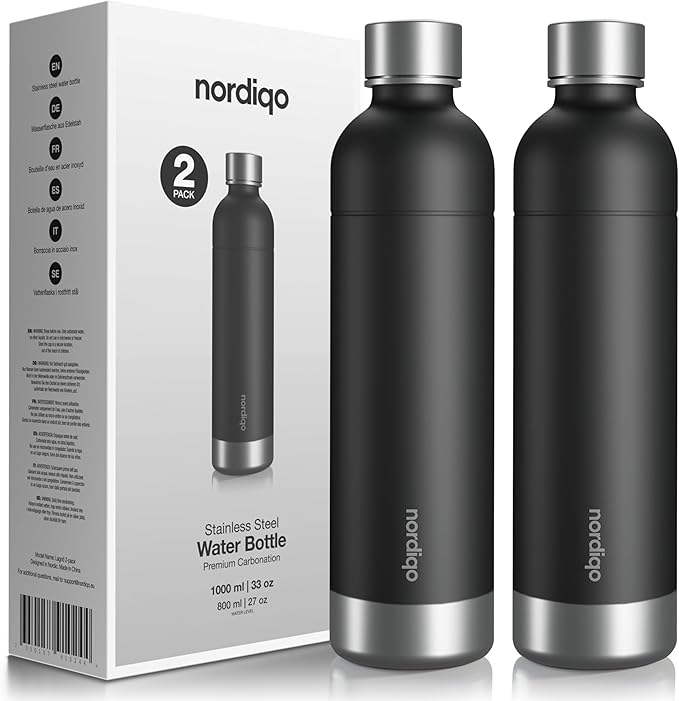 Stainless Steel Carbonating Bottle 33 oz | Compatible with Aarke Carbonator 3, Sodastream (Excl. model Aqua Fizz + Jet) and many others| Dishwasher Safe, No Expiration Date, BPA-Free