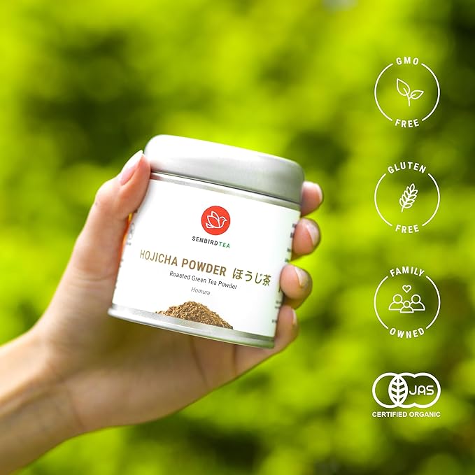 Senbird Premium Hojicha Powder - Japanese Roasted Matcha from Kyoto, Japan - Tea Powder in Airtight Tin (1.06oz/30g)