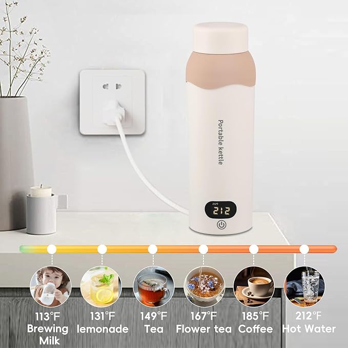 Travel Electric Kettle 304 Stainless Steel Portable Water Heater 450ml Plug in Small Water Boiler with Storage Bag