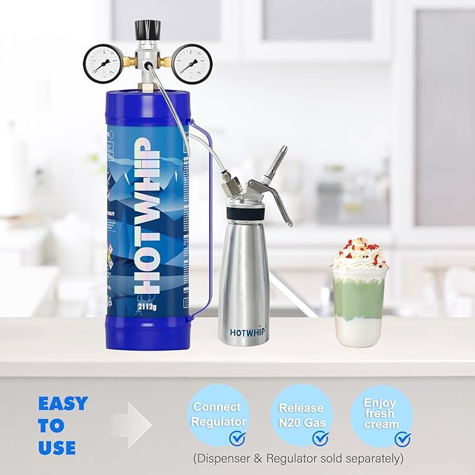 Whipped Cream Chargers 3.3L Tank,2112gx2 Original Flavor Premium Whip Cream Cylinder Food Grade 99.99% Purity Leak Proof Dispenser,2 Count