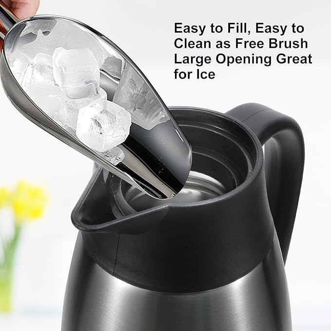 Thermal Coffee Carafe, Insulated Stainless Steel Coffee Carafes for Keeping Hot Coffee & Water Hot Beverage-12Hours, Double Walled Vacuum Coffee Carafe (silver+black)