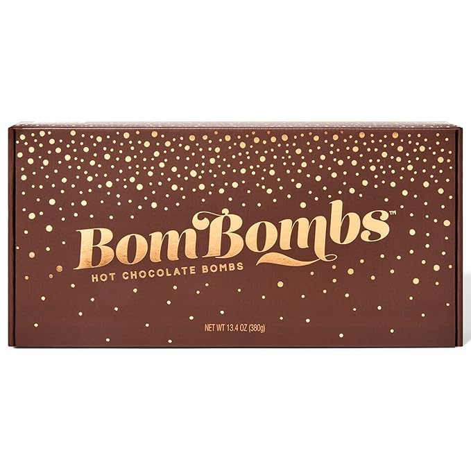 Bombombs Hot Chocolate Bombs, Classic Milk Chocolate Cocoa Bomb Gift Set, Includes 2 Flavors; Caramel Candy and Fudge Brownie Filled with Mini Marshmallows, Set of 10