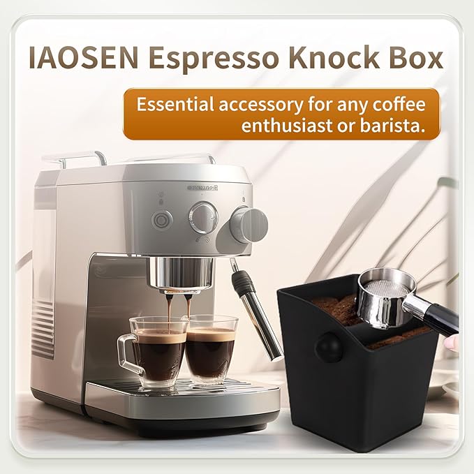 Espresso Knock Box Square High Side Wall Splash Prevention Design Knock Box Shock Absorbing Non Slip Knock Box Espresso With Removable Knock Bar Espresso Accessories for Home/Office