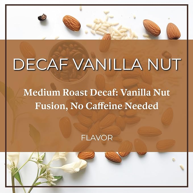 San Diego Coffee DECAF Vanilla Nut, Medium Roast, Whole Bean Coffee, 16-Ounce Bag Café en grano tostado descafeinado