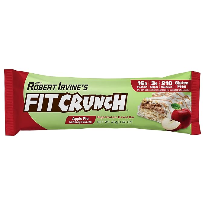 FITCRUNCH Snack Size Protein Bars, 6-Layer Baked Bar, 3g of Sugar & Soft Cake Core (9 Bars, Apple Pie)
