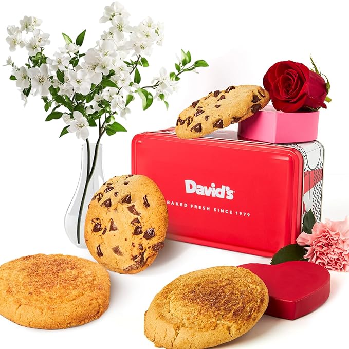 David's Cookies Gluten-Free Cookies Gift in Sweet Sampler Tin – Chocolate Chip & Snickerdoodle Cookies – Gourmet Bakery Treats – Soft & Chewy, Premium Dessert Gift for Birthdays & Special Occasions