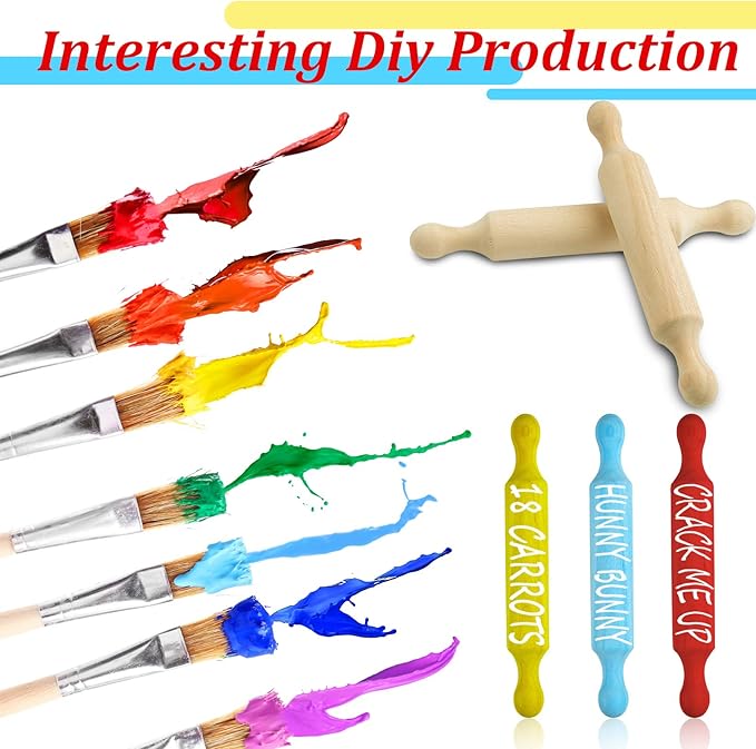 Suclain 15 Pcs Wooden Mini Rolling Pin Long Kitchen Baking Small Dough Rolling Pin for Children Fondant Pastry Pizza Crafting and Imaginative Play for Halloween and Christmas Presents (7 Inches)