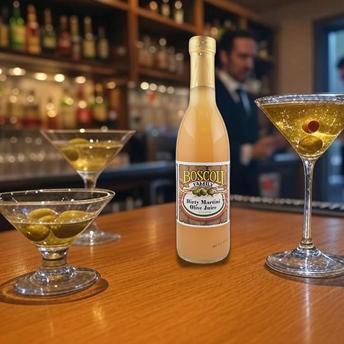 Boscoli Dirty Martini Olive Juice - 12.7 oz Bottle, Pack of 3, All Natural, Gluten-Free - Premium Cocktail Mixer for Martinis & Bloody Marys