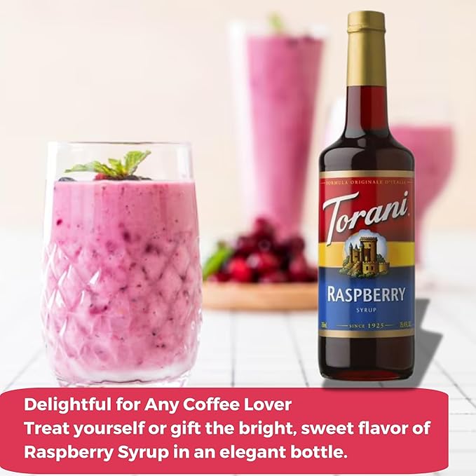 Jimoco® Syrup Pump Dispenser + Torani® Raspberry Syrup, 25.4 oz - Coffee Syrup Pump & Flavoring Bundle