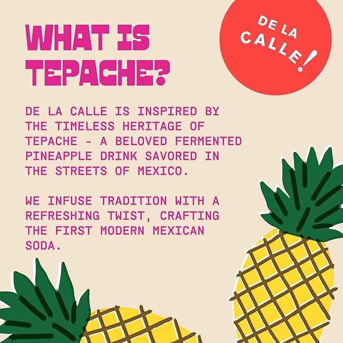 De La Calle Tepache - Cactus Prickly Pear - Modern Mexican Soda - Craft Fermented Pineapple Sparkling Beverage - Certified Organic, Antioxidant Rich, Non-Alcoholic, Healthy Soda, Low Sugar, Low Calorie, Non-GMO
