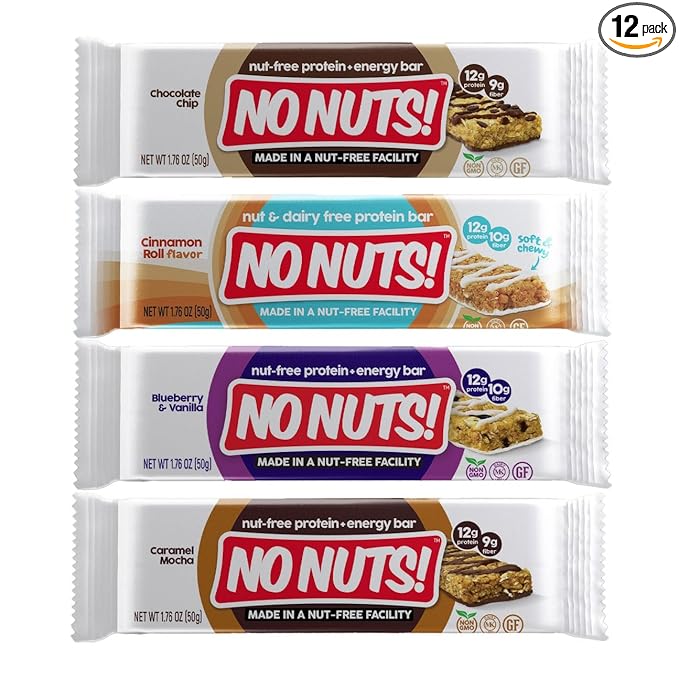 No Nuts! Variety Pack Protein Bars – 4-Flavor Sampler | 100% Nut-Free, Dairy-Free, Vegan, Organic, Kosher, Egg-Free, Non-GMO Snack & Energy Bars