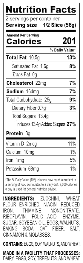Nadel - NATURALLY DELICIOUS ZUCCHINI CAKE (16 Pack) Sweet Breads & Cakes Slices, Back to School lunch snack, breakfast bar