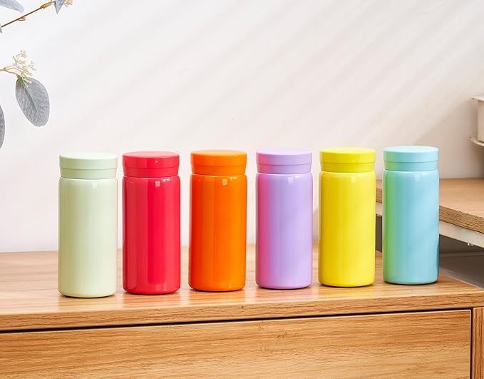10oz Mini Water Bottle Stainless Steel Thermos Small Flask - Insulated Vacuum, Leak Proof, Keeps Drinks Hot/Cold - Ideal for Coffee, Tea, Water - Rose Red