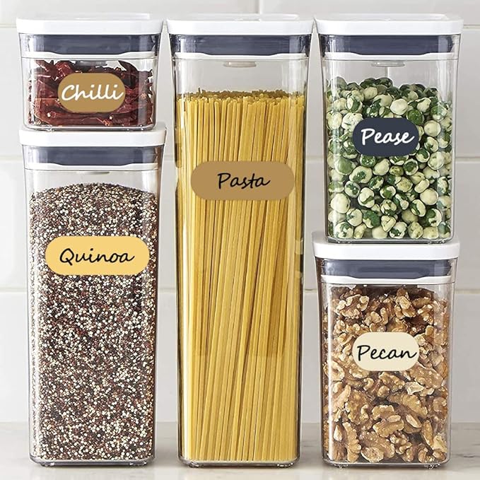 192pcs Removable Waterproof Food Labels with 2 Markers, Write-on Colored Chalkboard Kitchen Sticker Labels for Food Storage Containers, Spice Jars Bottles, Home Pantry Organization