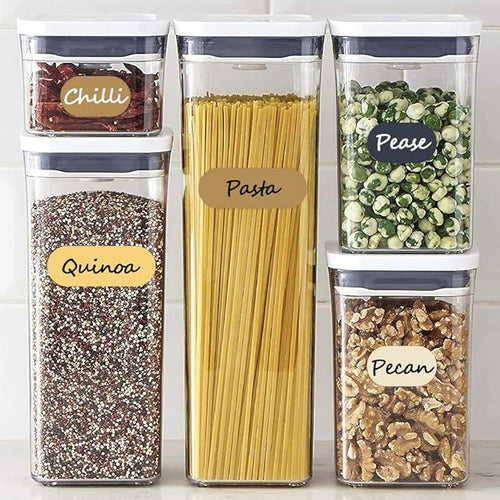 192pcs Removable Waterproof Food Labels with 2 Markers, Write-on Colored Chalkboard Kitchen Sticker Labels for Food Storage Containers, Spice Jars Bottles, Home Pantry Organization