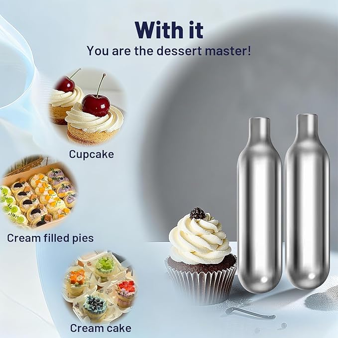 Whipped Cream Charger, Whip Cream Charger 8g Premium Stainless Steel Cartridges for Whipped Cream Dispenser-Pure and Flavor Neutral with Long Shelf Life