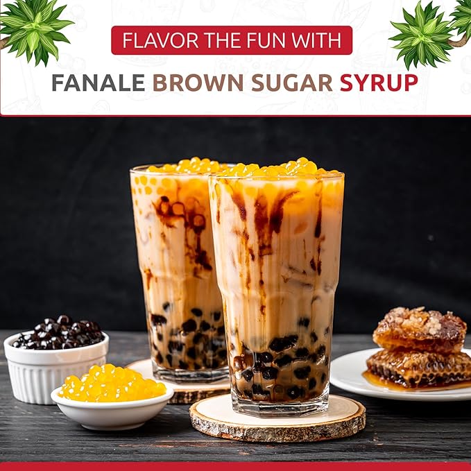 Fanale Premium Flavoring Concentrated Syrup for Bubble Tea 12 oz | Hand Crafted Brown Sugar Syrup | for Boba Tea, Smoothies, Slushes, Desserts | 12oz | SRP370-SP340