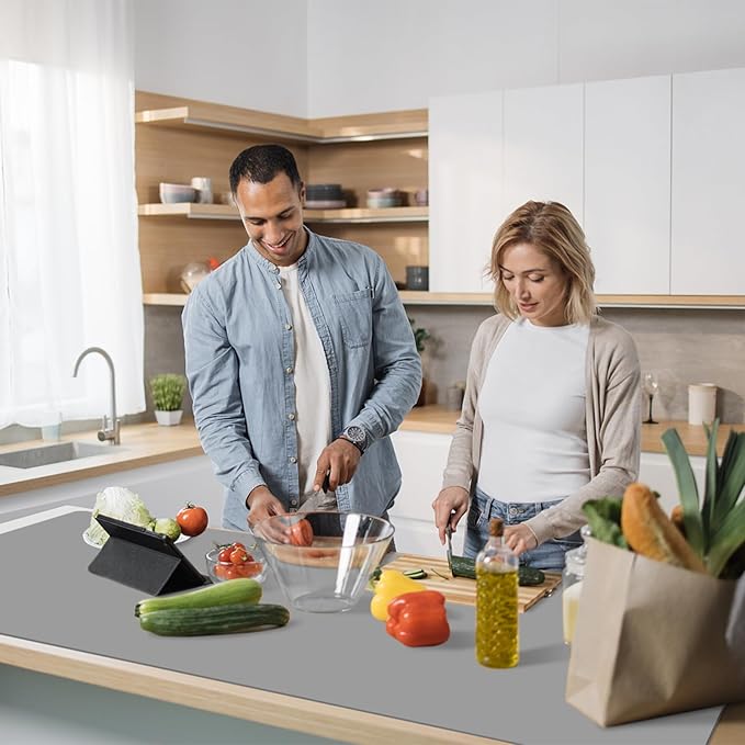 AECHY Silicone Mats for Kitchen Counter 47"x23.6"x0.08”, Largest Heat Resistant Mat Shipped Rolled Up Kitchen Island Silicone Countertop Protector Mat Nonslip Extra Large Counter Mat, Dark Gray