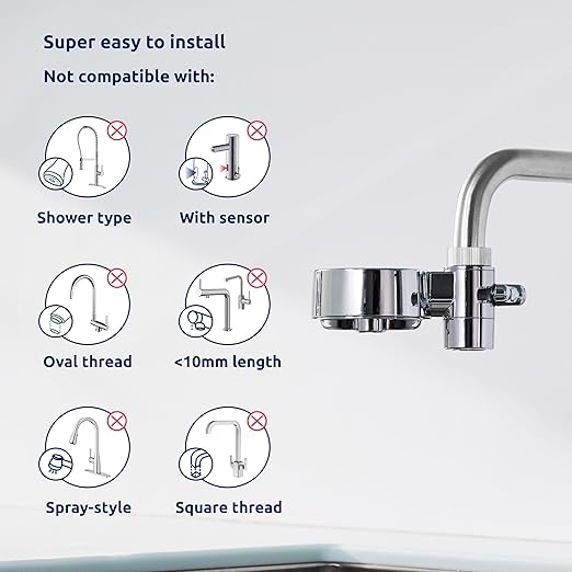 Tappwater EcoPro Compact - Smallest Tap Water Filter Available, Filters 100+ substances. 5 Stage Nanotechnology Water Filtration System. Faucet Water Filter (Chrome)