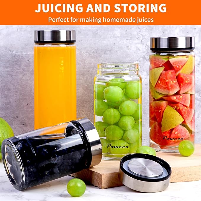 10oz Glass Juice & Water Bottles 4-Pack with Lids- Wide Mouth Reusable Borosilicate Glass- for Juicing, Smoothies, Protein Shakes, Blender & Shaker Bottle- Refillable & Dishwasher Safe(10 oz/300ml)