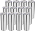 HASLE OUTFITTERS 20 oz Skinny Tumblers Bulk Set, Stainless Steel Insulated Slim Tumblers with Lids, Reusable Double Wall Travel Coffee Mugs, Durable Powder Coated Travel Water Cups(12)