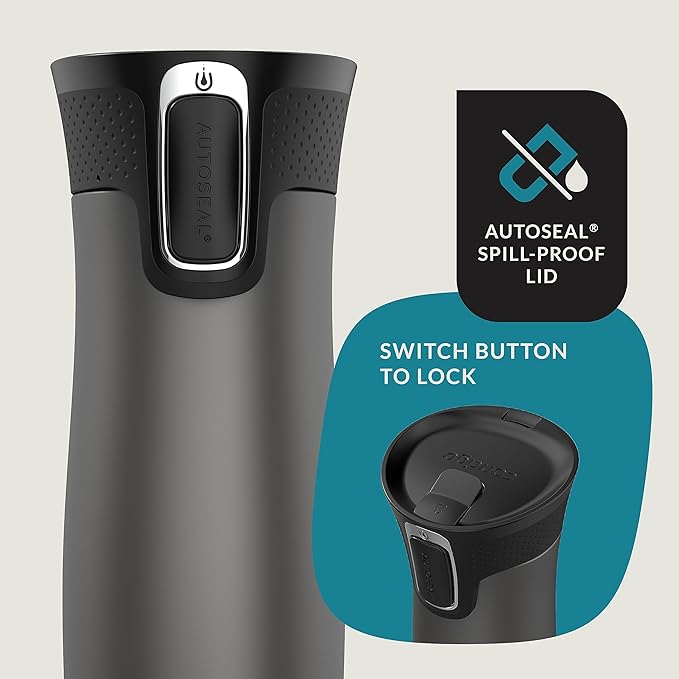 Contigo West Loop 2.0 Leak-Proof Spill-Proof Insulated Stainless Steel Travel Mug, 16oz., 2 Pack, Agave Metallic & Sake Metallic