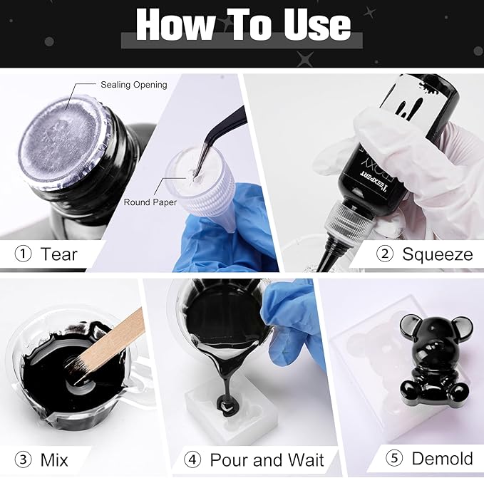 Teexpert Pigment Paste for Epoxy Resin: 3.38oz/100ml Ultra Highly Concentrated & Easy to Mix Black & White Colors Opaque Liquid Epoxica Dye Set for Resin Art River Table
