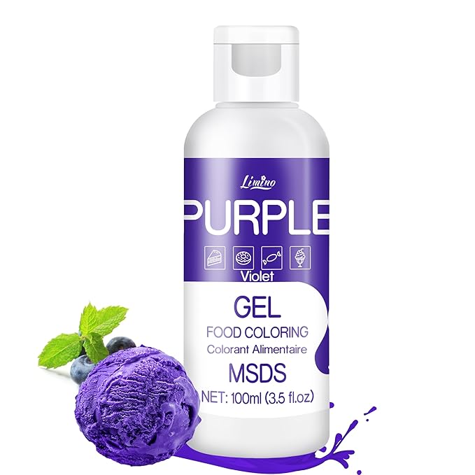Gel Food Coloring - 4.5oz Vivid Food Coloring Gel for Baking, Cake Decorating, Cookie, Fondant, Macaron - Tasteless Concentrated Edible Food Color Dye for Icing, Slime, Drinks, DIY Crafts (Purple)