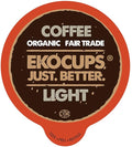 EKOCUPS Organic Coffee Pods, Light Roast Single Serve Coffee for Keurig K Cups Machines, Fair Trade in Recyclable Pods, 40 Count