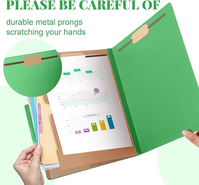 36 Pcs Classification Folders Letter Size, Back to School Supply for Teacher, Student, 2 Pocket Dividers Pressboard File Folder Bulk with 2 Fasteners, 2 in Expanding File Organizer (Green)