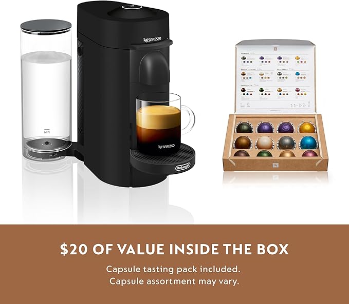 Nespresso Vertuo Plus Deluxe Coffee and Espresso Maker by De'Longhi, Matte Black