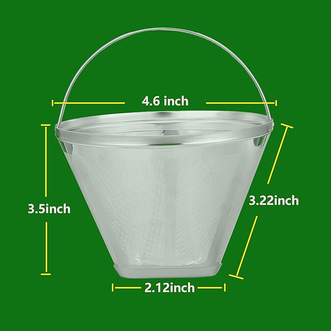 Reusable #4 Cone Coffee Filters for Ninja Dual Brew Pro Coffee Makers,Compatible with Ninja CFP301 CFP201,8-12 Cup Stainless Steel Basket (1*Stainless Steel)