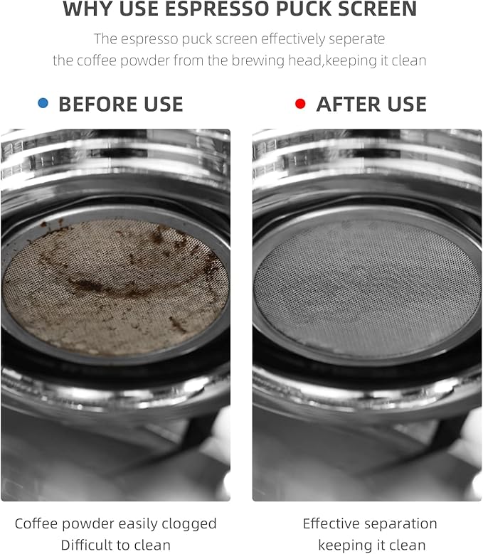 MHW-3BOMBER 54mm Puck Screen - 0.8mm Espresso Puck Screen - Metal Reusable Coffee Filter for Breville Sage 54mm Portafilter Basket - Double-layer Espresso Screen FG5591M-OS